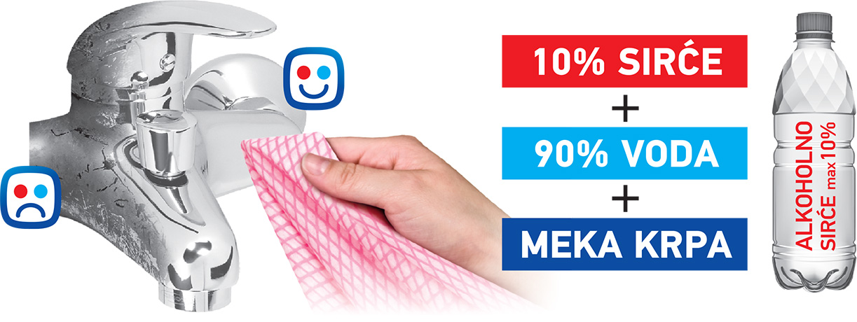 Meka krpa, 10 procenata sirćeta, 90 procenata vode